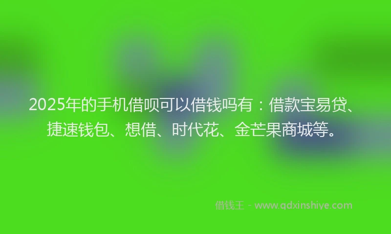 2025年的手机借呗可以借钱吗有：借款宝易贷、捷速钱包、想借、时代花、金芒果商城等。