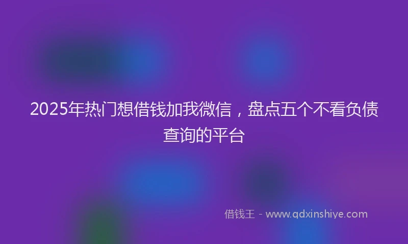 2025年热门想借钱加我微信，盘点五个不看负债查询的平台