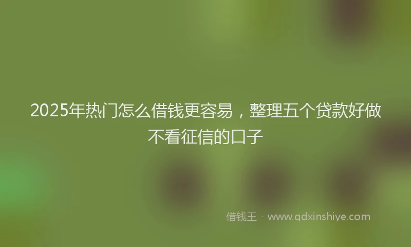 2025年热门怎么借钱更容易，整理五个贷款好做不看征信的口子