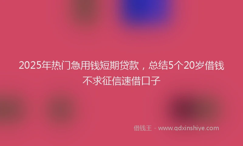 2025年热门急用钱短期贷款，总结5个20岁借钱不求征信速借口子