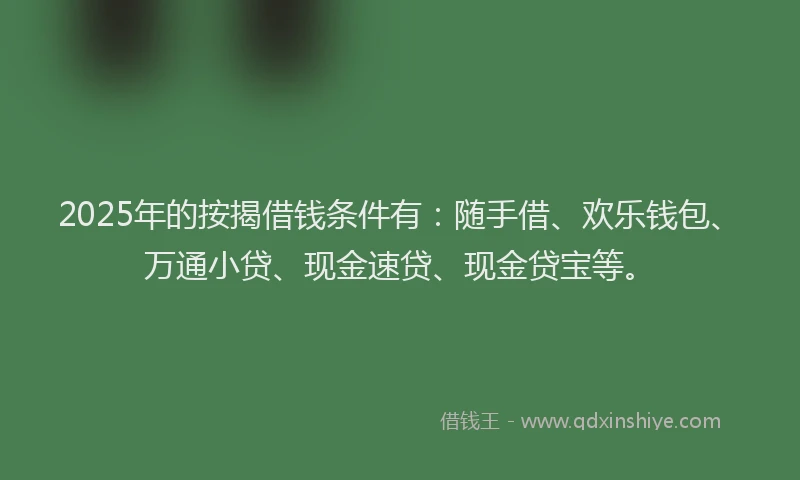 2025年的按揭借钱条件有：随手借、欢乐钱包、万通小贷、现金速贷、现金贷宝等。