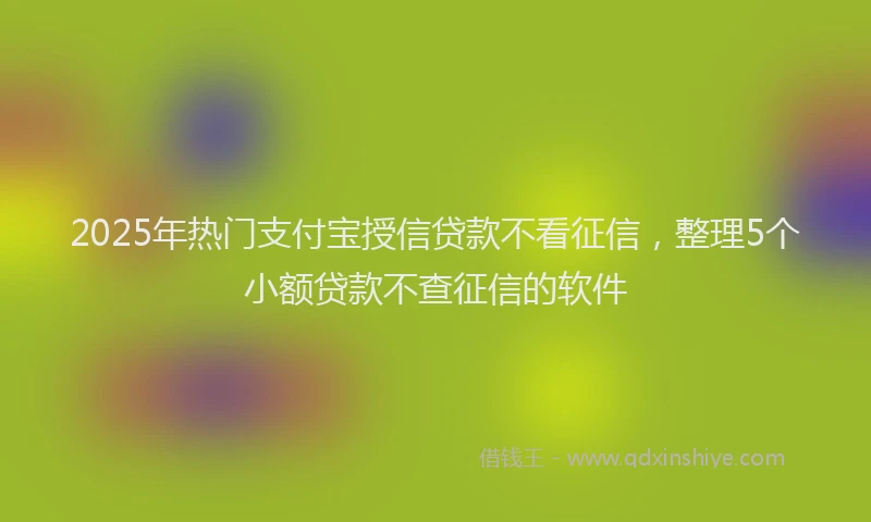 2025年热门支付宝授信贷款不看征信，整理5个小额贷款不查征信的软件