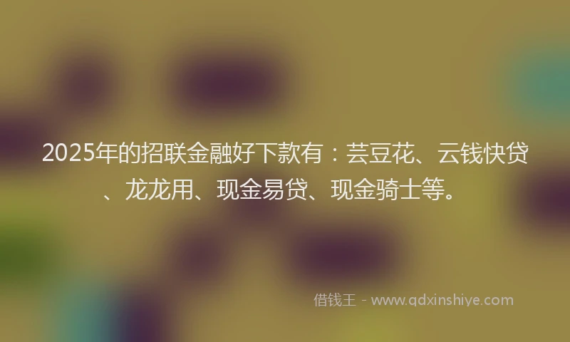 2025年的招联金融好下款有：芸豆花、云钱快贷、龙龙用、现金易贷、现金骑士等。