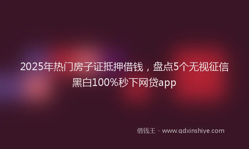 2025年热门房子证抵押借钱，盘点5个无视征信黑白100%秒下网贷app