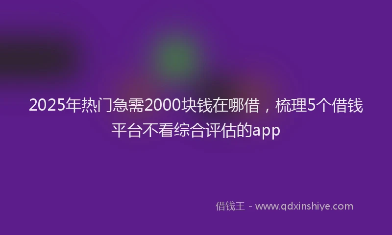 2025年热门急需2000块钱在哪借，梳理5个借钱平台不看综合评估的app