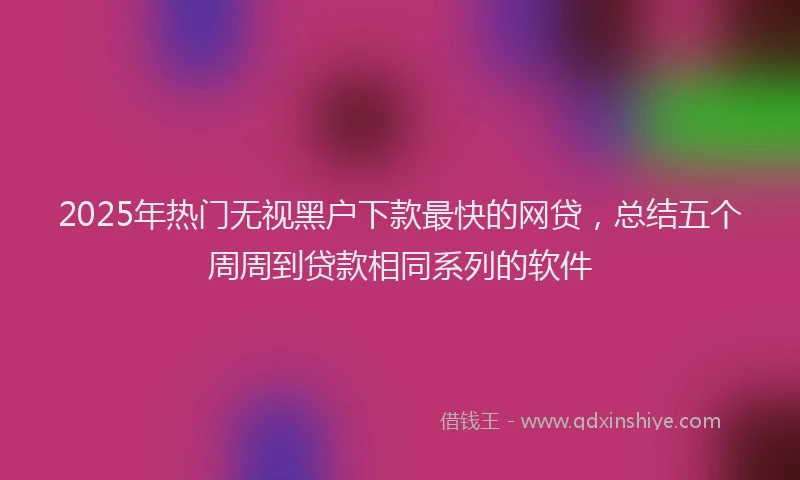 2025年热门无视黑户下款最快的网贷，总结五个周周到贷款相同系列的软件