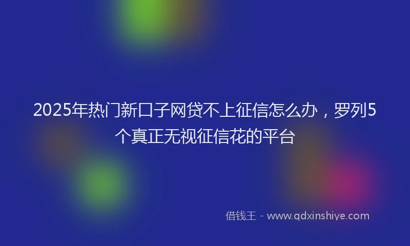 2025年热门新口子网贷不上征信怎么办，罗列5个真正无视征信花的平台