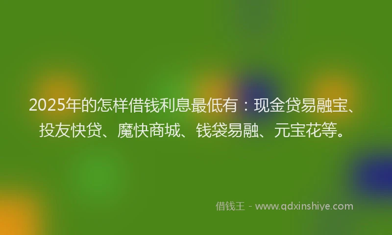 2025年的怎样借钱利息最低有：现金贷易融宝、投友快贷、魔快商城、钱袋易融、元宝花等。