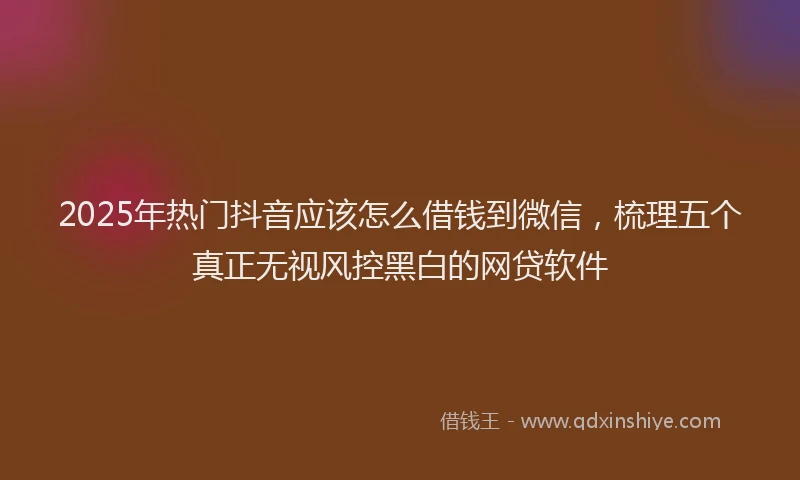 2025年热门抖音应该怎么借钱到微信，梳理五个真正无视风控黑白的网贷软件