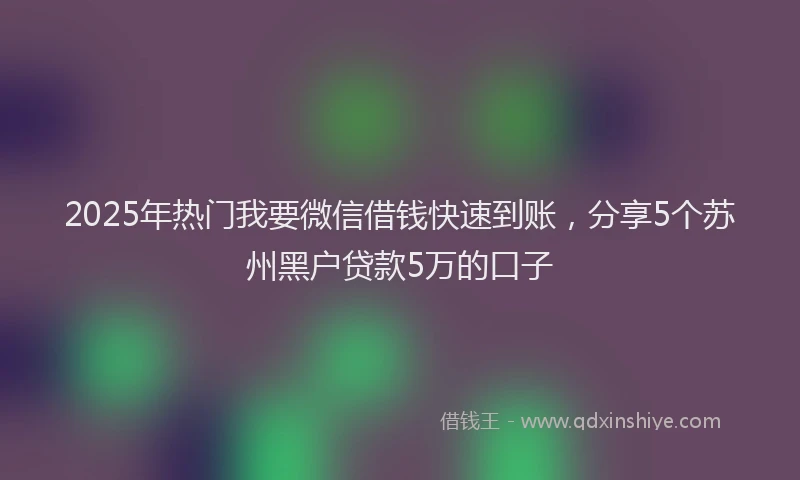 2025年热门我要微信借钱快速到账，分享5个苏州黑户贷款5万的口子