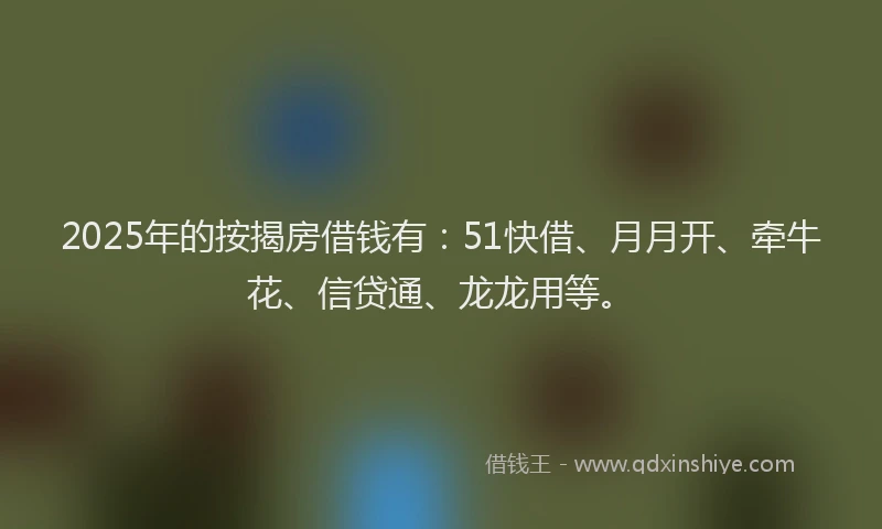 2025年的按揭房借钱有：51快借、月月开、牵牛花、信贷通、龙龙用等。