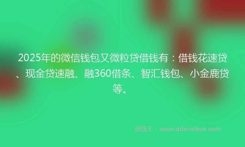 2025年的微信钱包又微粒贷借钱有：借钱花速贷、现金贷速融、融360借条、智汇钱包、小金鹿贷等。