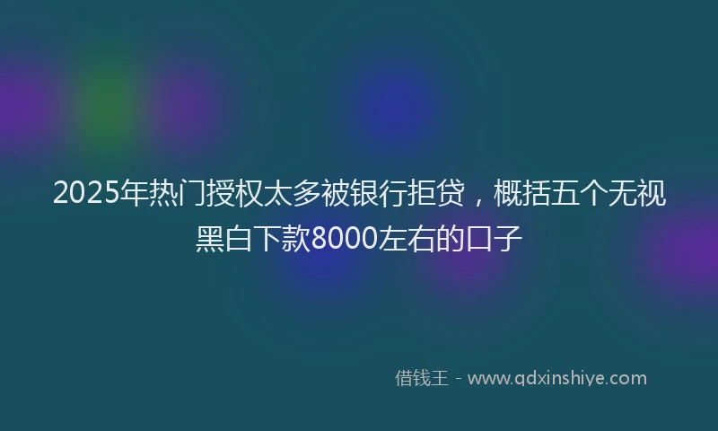 2025年热门授权太多被银行拒贷，概括五个无视黑白下款8000左右的口子