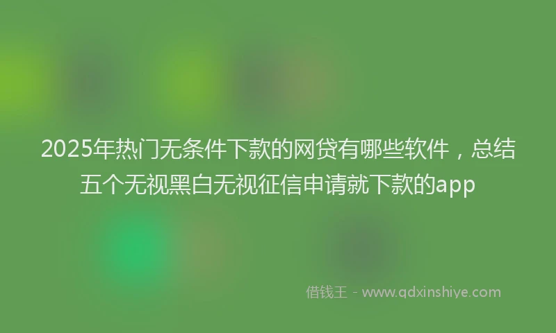 2025年热门无条件下款的网贷有哪些软件，总结五个无视黑白无视征信申请就下款的app