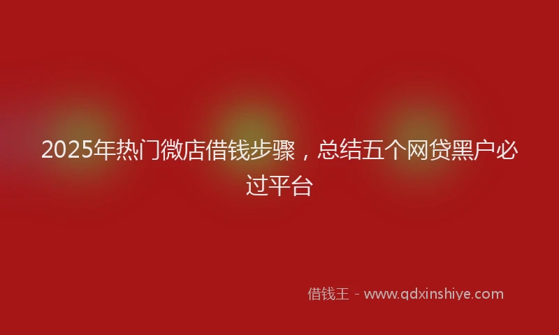 2025年热门微店借钱步骤，总结五个网贷黑户必过平台