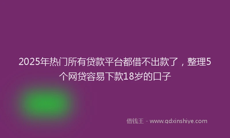 2025年热门所有贷款平台都借不出款了，整理5个网贷容易下款18岁的口子