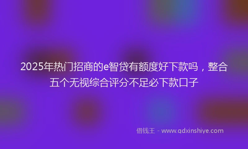 2025年热门招商的e智贷有额度好下款吗，整合五个无视综合评分不足必下款口子