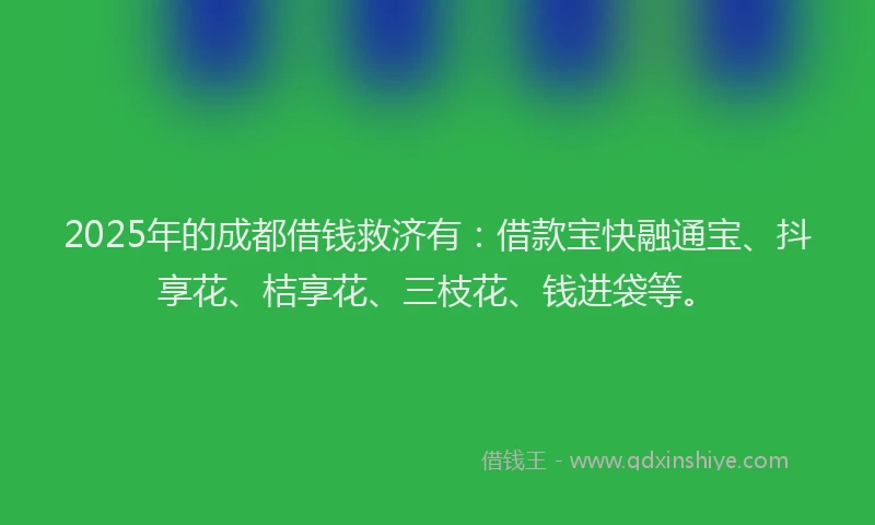 2025年的成都借钱救济有：借款宝快融通宝、抖享花、桔享花、三枝花、钱进袋等。