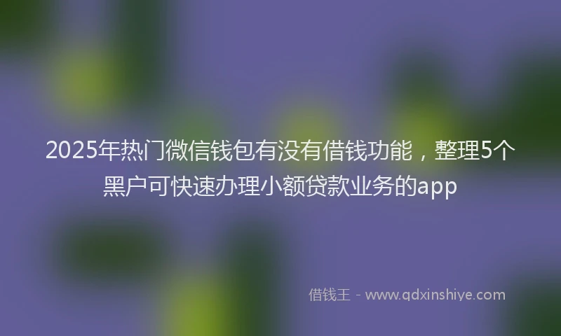 2025年热门微信钱包有没有借钱功能，整理5个黑户可快速办理小额贷款业务的app