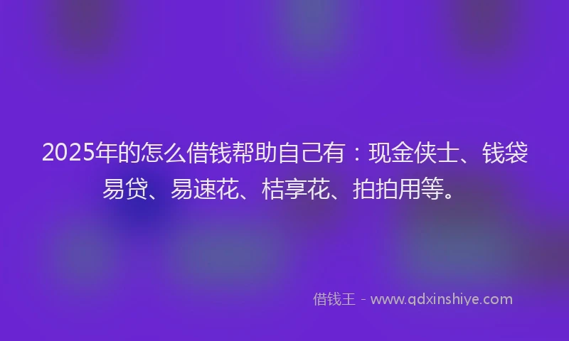2025年的怎么借钱帮助自己有：现金侠士、钱袋易贷、易速花、桔享花、拍拍用等。