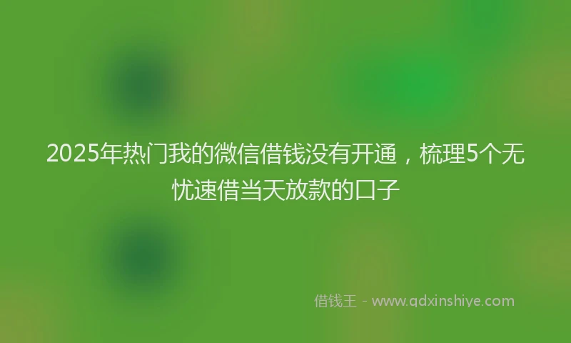 2025年热门我的微信借钱没有开通，梳理5个无忧速借当天放款的口子