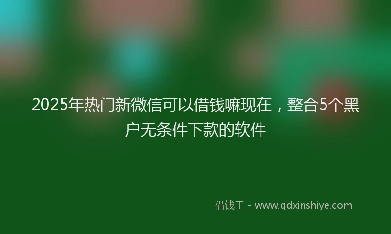 2025年热门新微信可以借钱嘛现在，整合5个黑户无条件下款的软件