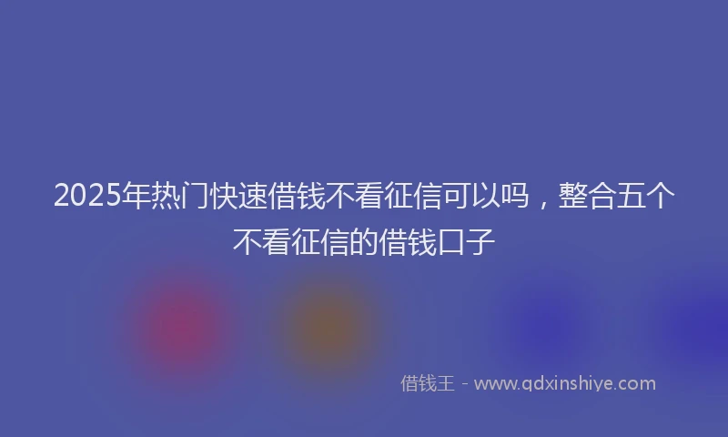 2025年热门快速借钱不看征信可以吗，整合五个不看征信的借钱口子