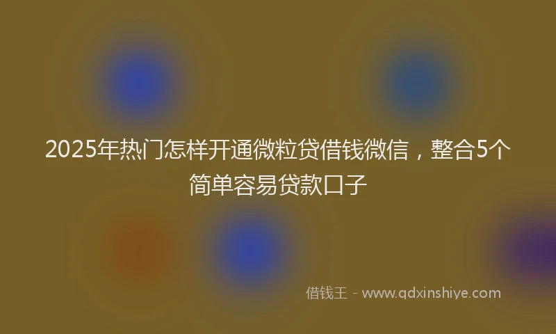 2025年热门怎样开通微粒贷借钱微信，整合5个简单容易贷款口子