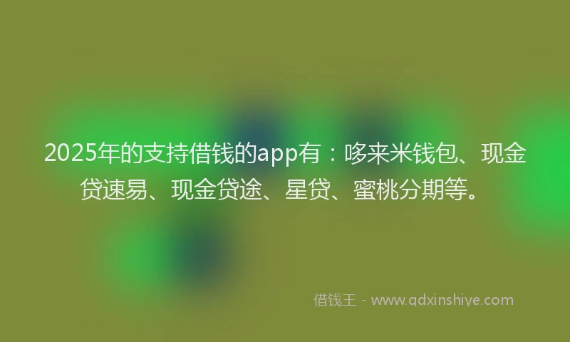 2025年的支持借钱的app有：哆来米钱包、现金贷速易、现金贷途、星贷、蜜桃分期等。