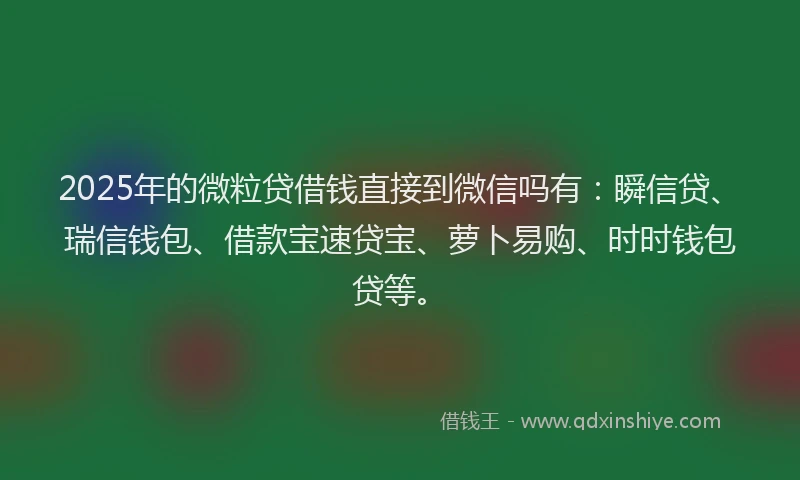 2025年的微粒贷借钱直接到微信吗有：瞬信贷、瑞信钱包、借款宝速贷宝、萝卜易购、时时钱包贷等。