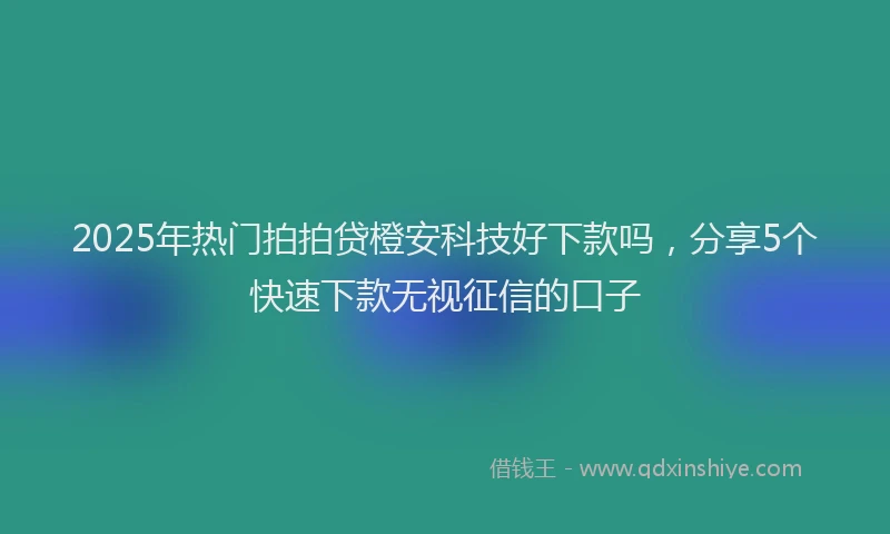 2025年热门拍拍贷橙安科技好下款吗，分享5个快速下款无视征信的口子