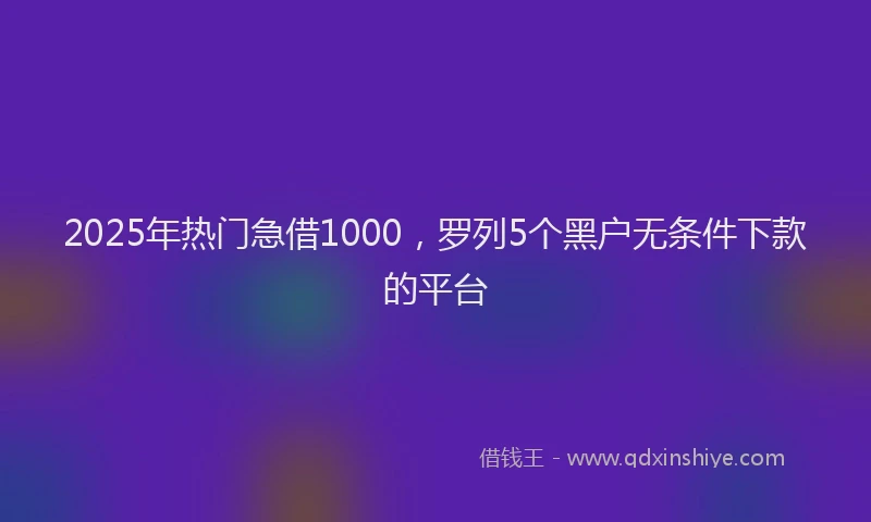 2025年热门急借1000，罗列5个黑户无条件下款的平台
