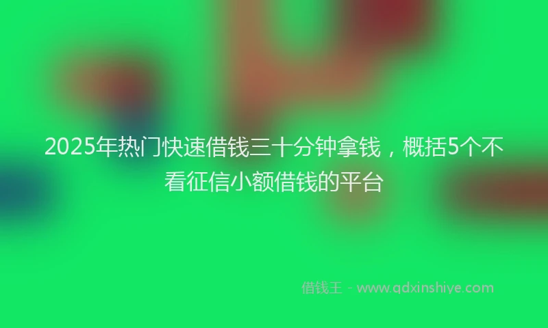 2025年热门快速借钱三十分钟拿钱，概括5个不看征信小额借钱的平台