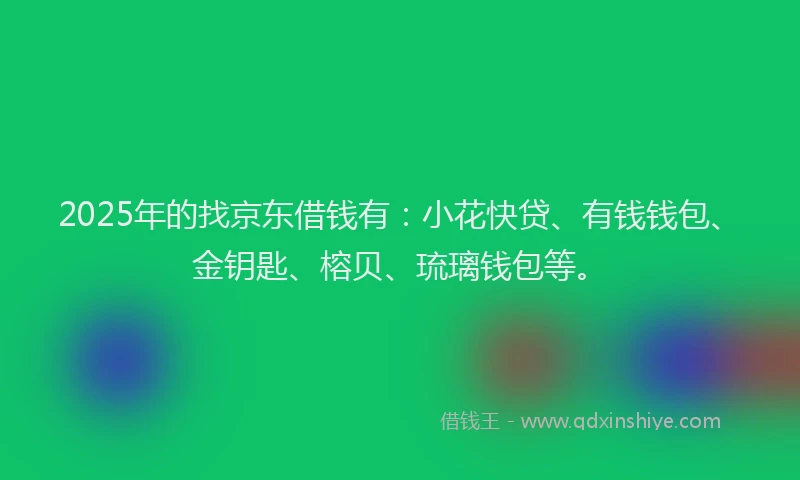 2025年的找京东借钱有：小花快贷、有钱钱包、金钥匙、榕贝、琉璃钱包等。