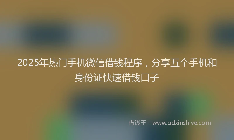 2025年热门手机微信借钱程序，分享五个手机和身份证快速借钱口子