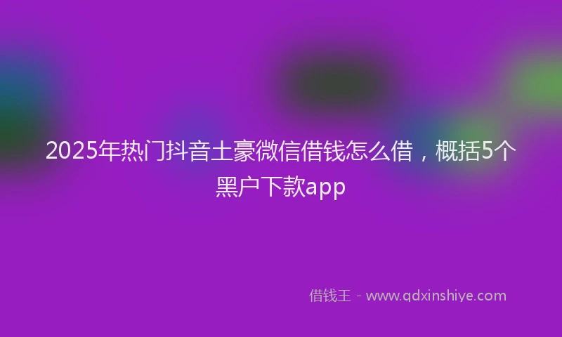 2025年热门抖音土豪微信借钱怎么借，概括5个黑户下款app