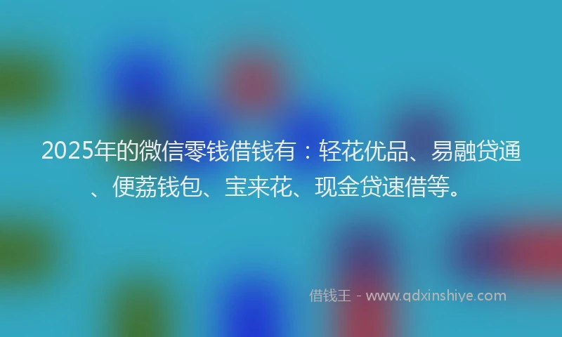2025年的微信零钱借钱有：轻花优品、易融贷通、便荔钱包、宝来花、现金贷速借等。