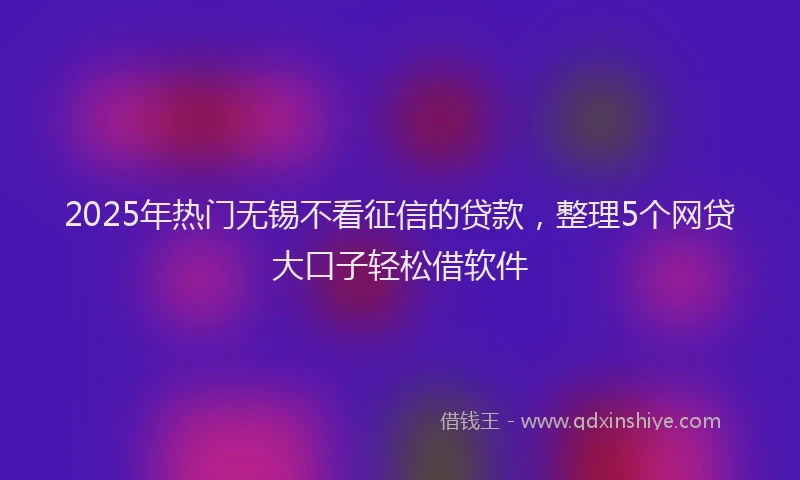 2025年热门无锡不看征信的贷款，整理5个网贷大口子轻松借软件