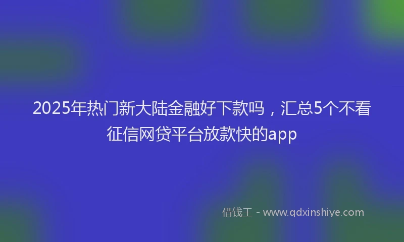 2025年热门新大陆金融好下款吗，汇总5个不看征信网贷平台放款快的app
