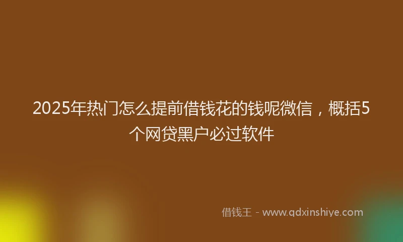 2025年热门怎么提前借钱花的钱呢微信，概括5个网贷黑户必过软件