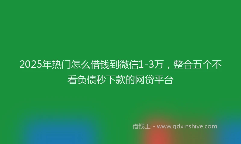 2025年热门怎么借钱到微信1-3万，整合五个不看负债秒下款的网贷平台