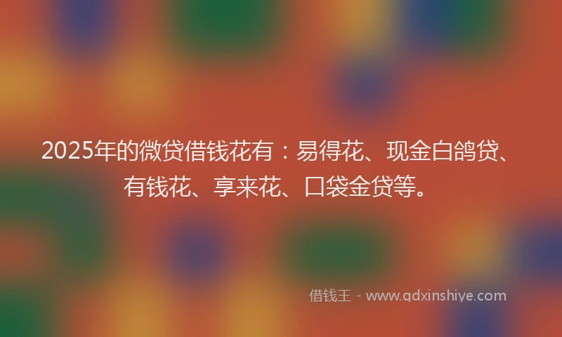 2025年的微贷借钱花有：易得花、现金白鸽贷、有钱花、享来花、口袋金贷等。