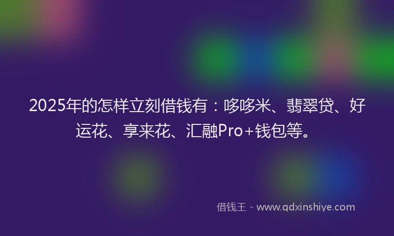 2025年的怎样立刻借钱有：哆哆米、翡翠贷、好运花、享来花、汇融Pro+钱包等。