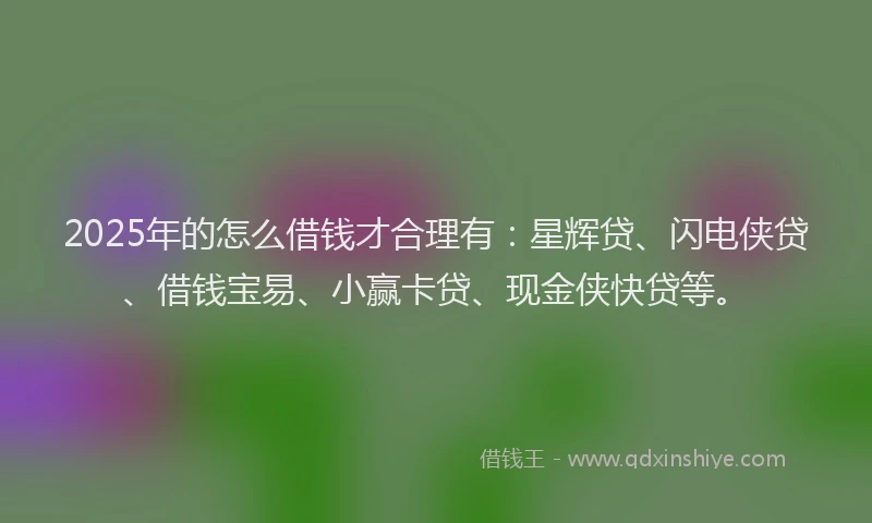 2025年的怎么借钱才合理有：星辉贷、闪电侠贷、借钱宝易、小赢卡贷、现金侠快贷等。