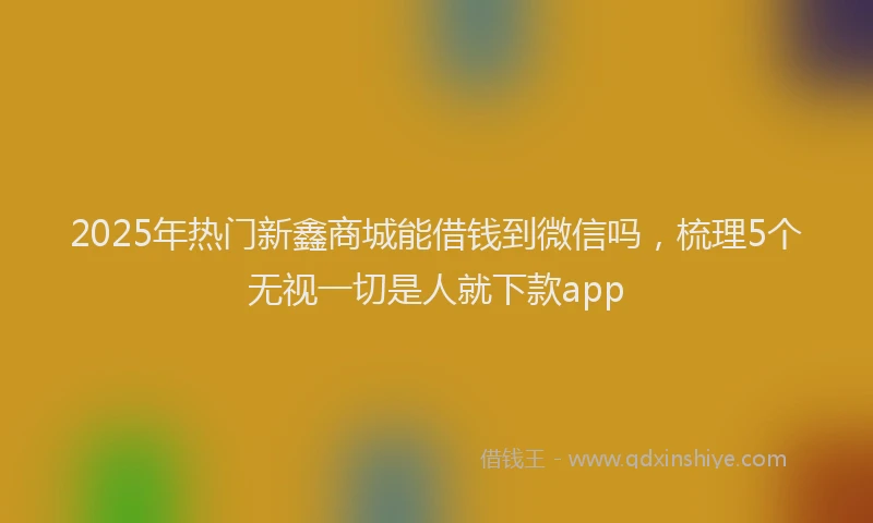 2025年热门新鑫商城能借钱到微信吗，梳理5个无视一切是人就下款app