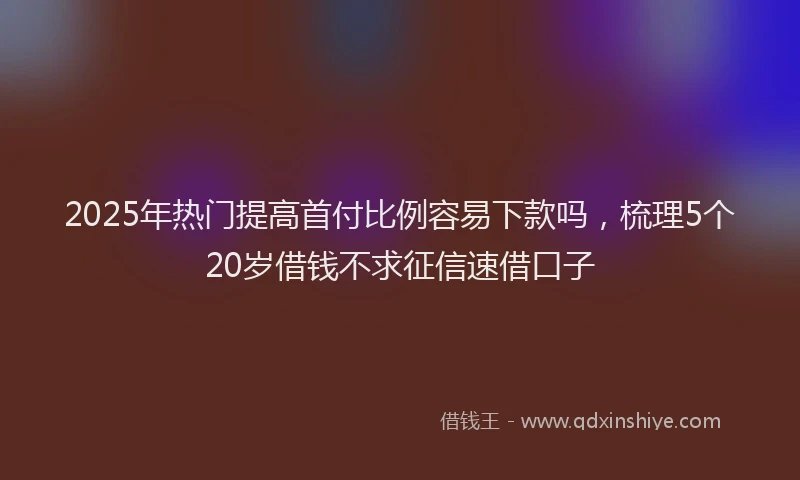 2025年热门提高首付比例容易下款吗，梳理5个20岁借钱不求征信速借口子