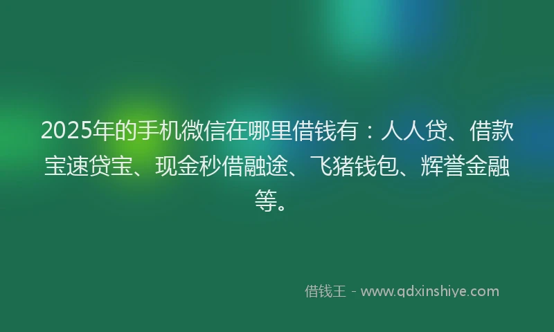 2025年的手机微信在哪里借钱有：人人贷、借款宝速贷宝、现金秒借融途、飞猪钱包、辉誉金融等。