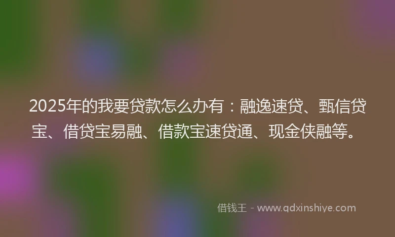 2025年的我要贷款怎么办有：融逸速贷、甄信贷宝、借贷宝易融、借款宝速贷通、现金侠融等。