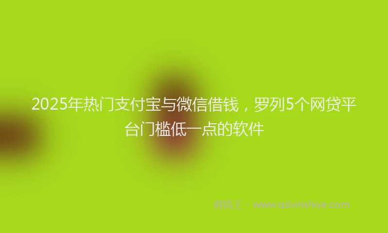 2025年热门支付宝与微信借钱，罗列5个网贷平台门槛低一点的软件