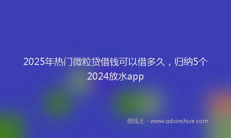 2025年热门微粒贷借钱可以借多久，归纳5个2024放水app